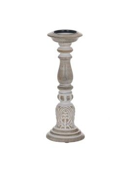 Candelabro Blanco Natural Hierro Madera de mango 14 x 14 x 38 cm