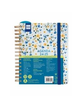 Agenda Finocam Flowers Multicolor Quarto 15,5 x 21,2 cm 2024-2025 Docente