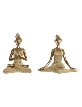 Figura Decorativa DKD Home Decor Dorado Yoga 19,5 x 11,5 x 18 cm (2 Unidades)