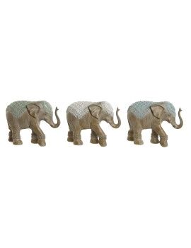 Figura Decorativa Home ESPRIT Blanco Verde Turquesa Elefante Colonial 21,5 x 8,5 x 16 cm (3...