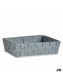 Cesta Multiusos Cinzento Tecido 3,8 L 34 x 8,5 x 21 cm (18 Unidades)