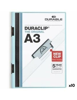 Carpeta Portafolios Durable Duraclip 60 Azul Transparente A3 (10 Unidades)