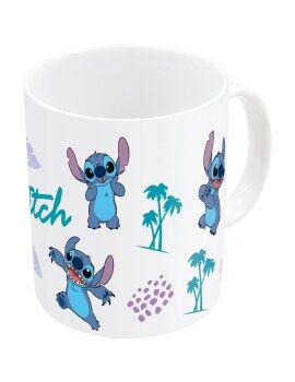 Caneca Stitch Azul Lilás Cerâmica 350 ml