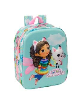 Mochila Escolar Gabby's Dollhouse Cor de Rosa Azul celeste 22 x 27 x 10 cm 3D