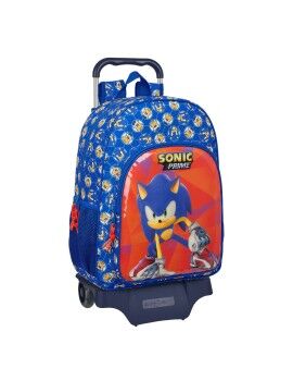 Mochila Escolar com Rodas Sonic Prime Azul 33 x 42 x 14 cm