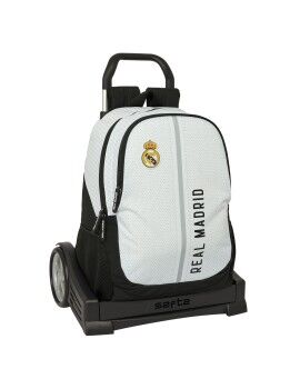 Mochila Escolar com Rodas Real Madrid C.F. 24/25 Branco Cinzento 32 x 44 x 16 cm