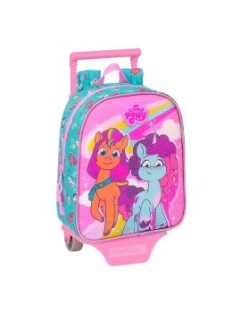 Mochila Escolar com Rodas My Little Pony Magic Cor de Rosa Turquesa 22 x 27 x 10 cm