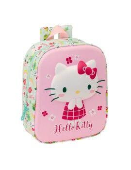 Mochila Escolar Hello Kitty Verde Cor de Rosa 22 x 27 x 10 cm 3D