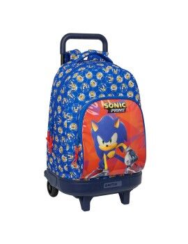 Mochila Escolar com Rodas Sonic Prime Azul 33 x 45 x 22 cm