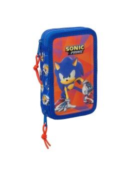 Estojo Duplo Sonic Prime Azul 12.5 x 19.5 x 4 cm 28 Peças