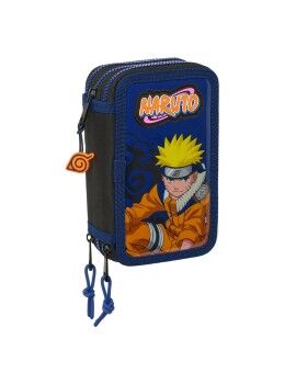 Estojo Triplo Naruto Ninja Azul Preto 12,5 x 19,5 x 5,5 cm 36 Peças