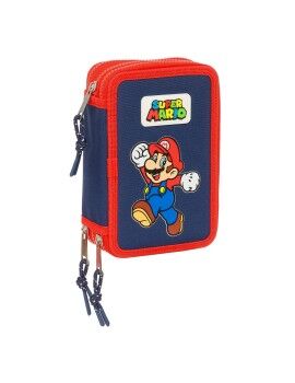 Plumier Triple Super Mario World Azul marino 12,5 x 19,5 x 5,5 cm 36 Piezas