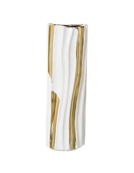 Vaso Alexandra House Living Branco Dourado Cerâmica 11 x 11 x 33 cm