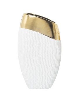 Jarrón Alexandra House Living Blanco Dorado Cerámica 9 x 21 x 36 cm