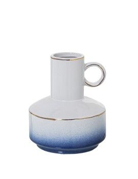 Vaso Alexandra House Living Azul Branco Cerâmica 14 x 14 x 18 cm Com pega