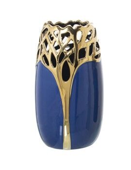 Vaso Alexandra House Living Dourado Azul escuro Cerâmica 15 x 16 x 27 cm