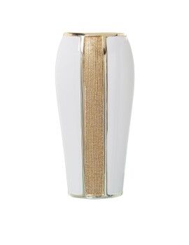 Vaso Alexandra House Living Branco Dourado Cerâmica Brilhante 12 x 18 x 36 cm