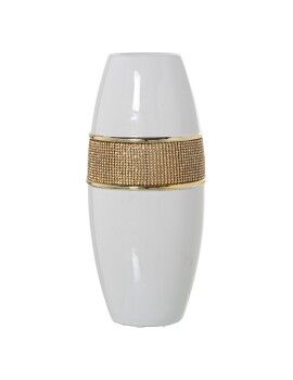 Vaso Alexandra House Living Branco Dourado Cerâmica Brilhante 14 x 14 x 30 cm