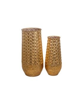 Conjunto de 2 Vasos Alexandra House Living Dourado Metal 42 x 85 x 42 cm (2 Peças)