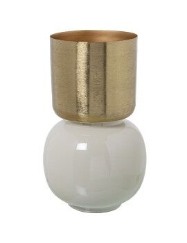 Vaso Alexandra House Living Branco Dourado Metal 22 x 22 x 34 cm