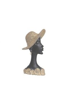 Busto Romimex Castanho Resina Mulher Chapéu 15 x 28 x 6 cm