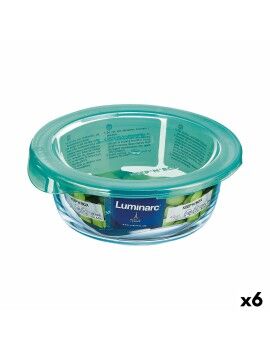 Fiambrera Redonda con Tapa Luminarc Keep'n Lagon Turquesa 420 ml 11,5 x 5,4 cm Vidrio (6 Unidades)