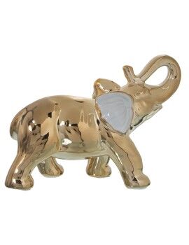 Figura Decorativa Alexandra House Living Branco Cerâmica Elefante Dourado 9 x 22 x 17 cm