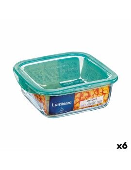 Fiambrera Cuadrada con Tapa Luminarc Keep'n Lagon 760 ml 13 x 6 cm Turquesa Vidrio (6 Unidades)