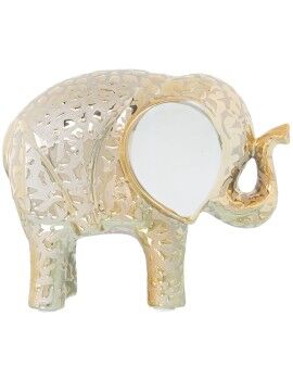 Figura Decorativa Alexandra House Living Branco Cerâmica Elefante Dourado 9 x 19 x 16 cm