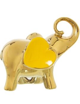 Figura Decorativa Alexandra House Living Amarelo Cerâmica Elefante Dourado 12 x 25 x 22 cm