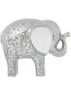 Figura Decorativa Alexandra House Living Blanco Cerámica Elefante Plateado 9 x 19 x 16 cm