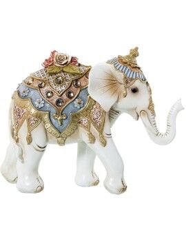 Figura Decorativa Alexandra House Living Branco Dourado Plástico Elefante 12 x 21 x 27 cm