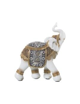 Figura Decorativa Alexandra House Living Branco Dourado Plástico Elefante 10 x 18 x 21 cm