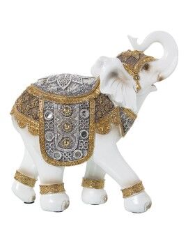 Figura Decorativa Alexandra House Living Branco Dourado Plástico Elefante 13 x 26 x 27 cm