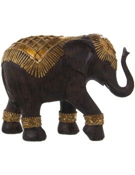 Figura Decorativa Alexandra House Living Preto Dourado Plástico Elefante 9 x 18 x 18 cm