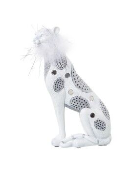 Figura Decorativa Alexandra House Living Blanco Plateado Plástico Leopardo 12 x 15 x 27 cm