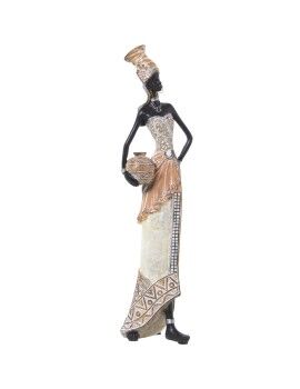 Figura Decorativa Alexandra House Living Branco Dourado Plástico Africana 12 x 14 x 45 cm