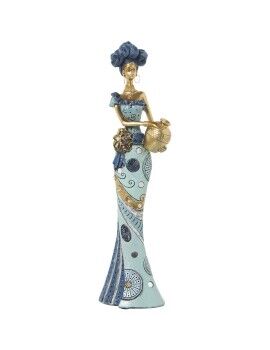 Figura Decorativa Alexandra House Living Azul Dorado Plástico Africana 11 x 15 x 45 cm