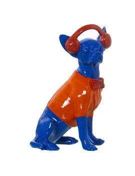 Figura Decorativa Alexandra House Living Azul Naranja Plástico Perro Auriculares 14 x 26 x 18 cm