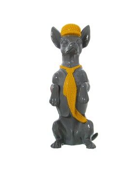 Figura Decorativa Alexandra House Living Amarillo Gris Plástico Perro Corbata 12 x 16 x 30 cm