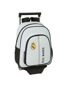 Mochila Escolar con Ruedas Real Madrid C.F. Blanco Gris 28 x 34 x 10 cm