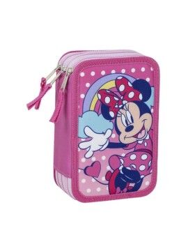 Estojo Triplo Minnie Mouse Cor de Rosa 12,5 x 6,5 x 19,5 cm