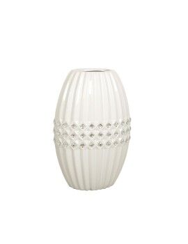 Vaso Romimex Branco Prateado Cerâmica 19 x 29 x 13 cm