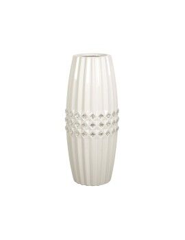 Vaso Romimex Branco Prateado Cerâmica 13 x 32 x 13 cm