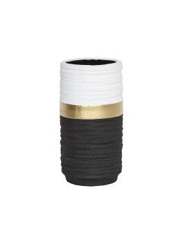 Vaso Romimex Branco Preto Dourado Cerâmica 12 x 30 x 12 cm