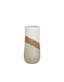 Vaso Romimex Branco Dourado Cerâmica 14 x 30 x 14 cm