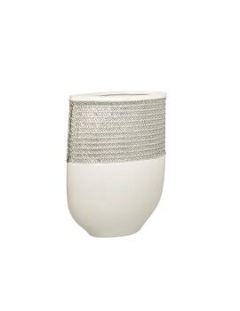 Vaso Romimex Branco Prateado Cerâmica 21 x 28 x 9 cm