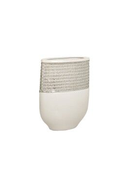 Vaso Romimex Branco Prateado Cerâmica 18 x 25 x 9 cm