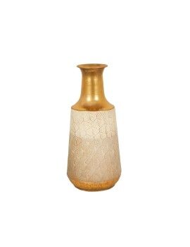 Vaso Romimex Branco Dourado Metal 17 x 37 x 17 cm