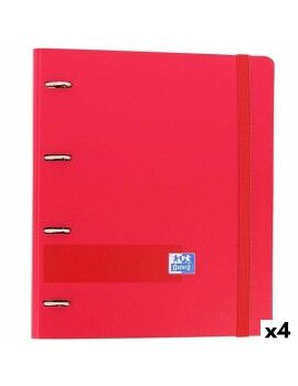 Pasta com argolas Oxford EuropeanBinder Vermelho A4+ (4 Unidades)